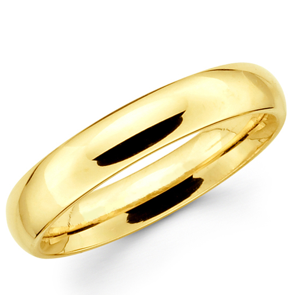 SOLID 10k Yellow Gold 4MM Light Classic Plain Wedding Band by Brilliant Expressions