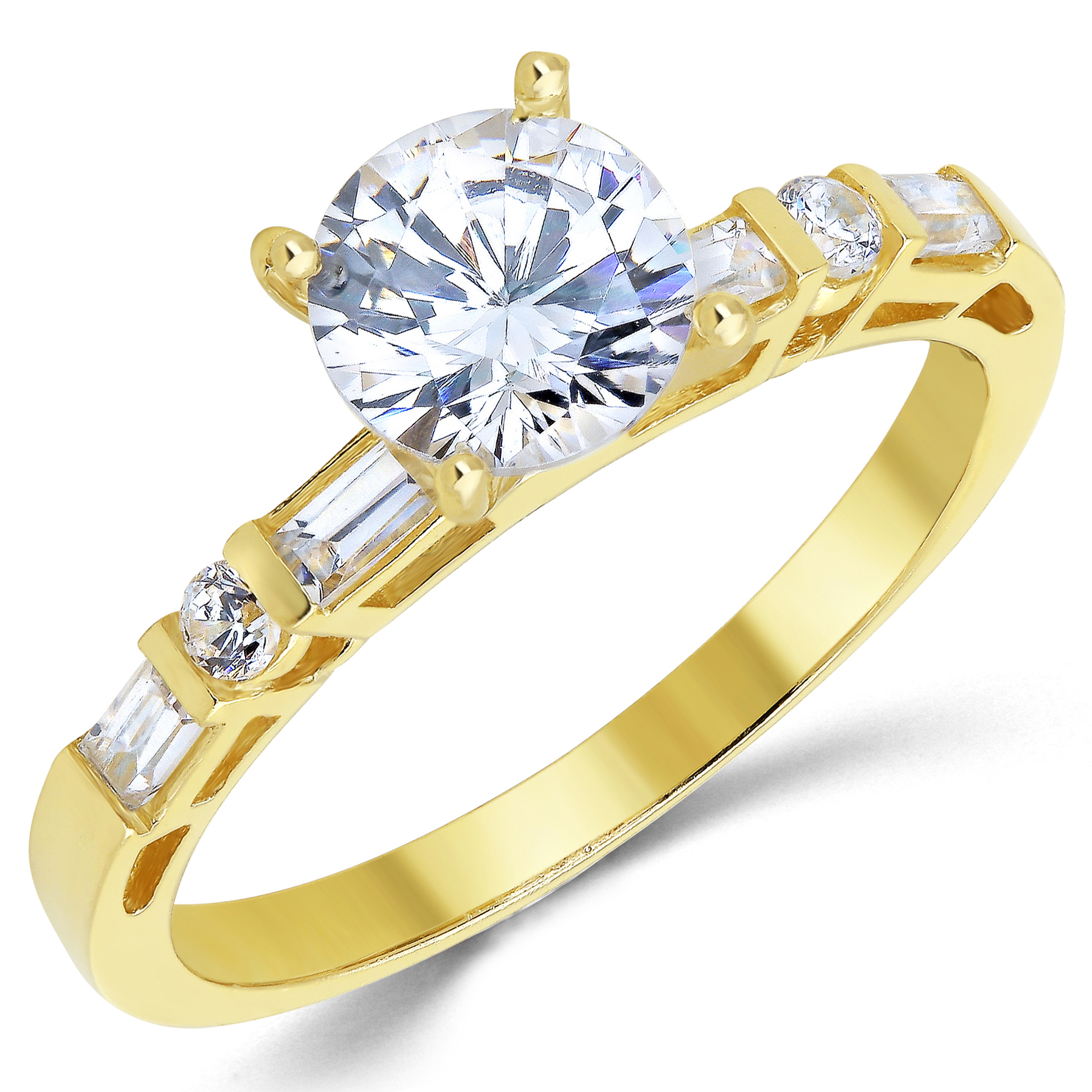 14K Solid Yellow Gold CZ Cubic Zirconia Solitaire Engagement Ring 1.00