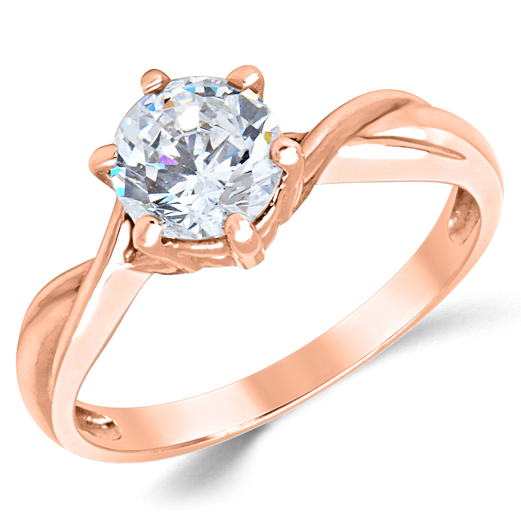 14K Solid White Gold Engagement Ring